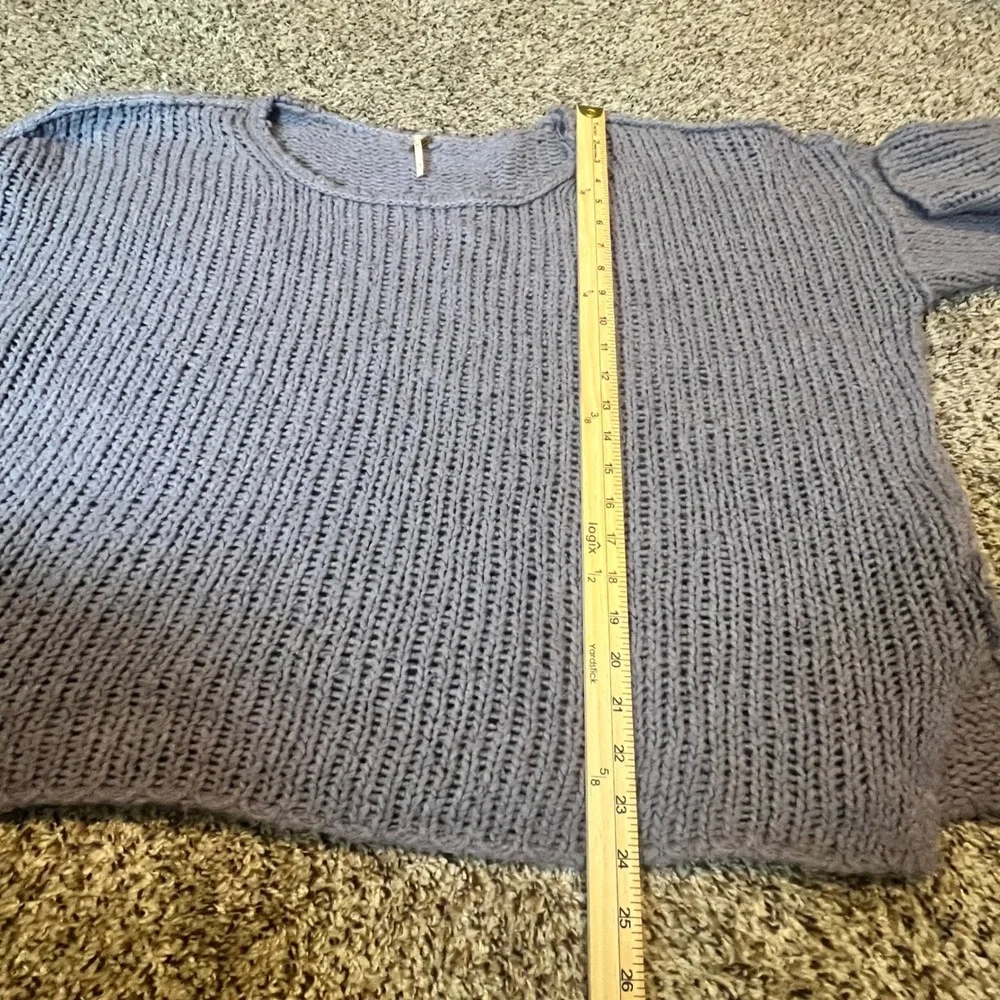 Free People Lavender Purple Chunky Open Knit Wool Angora‎ Blend Sweater Size M/L